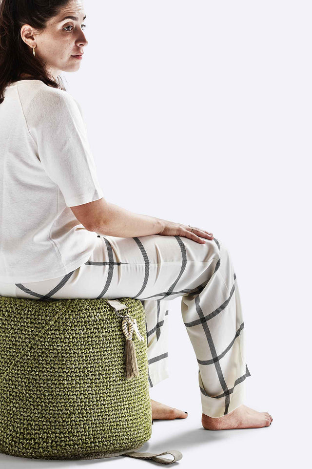 Outdoor Indoor Cylinder Pouf - Olive