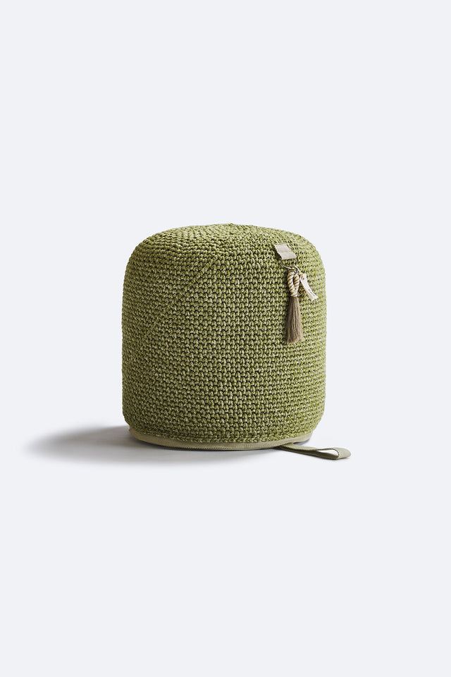 Outdoor Indoor Cylinder Pouf - Olive