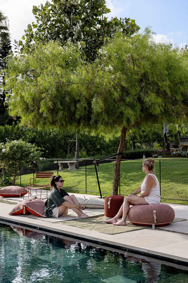 Outdoor Indoor Round Pouf - Clay
