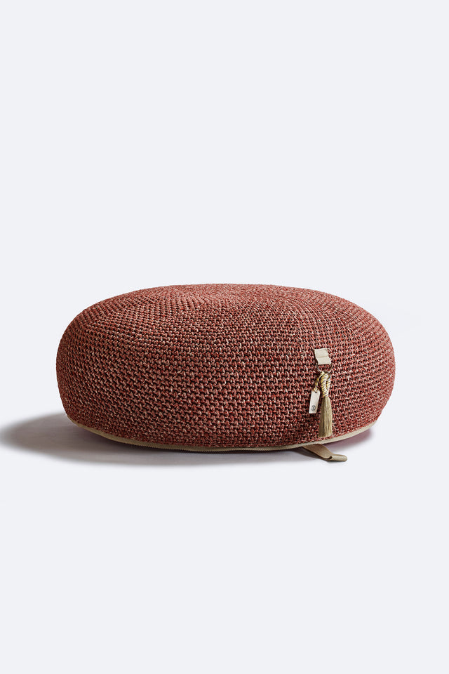 Outdoor Indoor Round Pouf - Clay