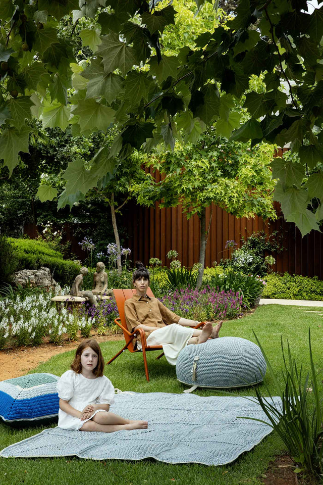 Outdoor Indoor Round Pouf - Greece