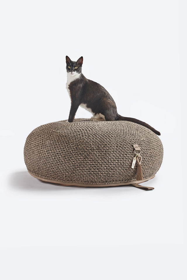 Outdoor Indoor Round Pouf - Granite