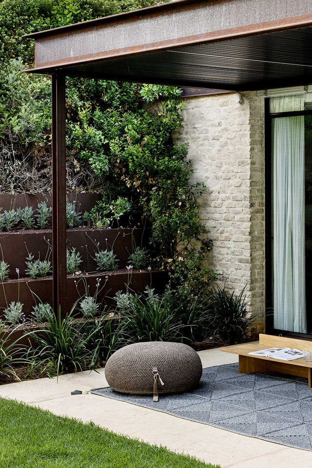 Outdoor Indoor Round Pouf - Granite