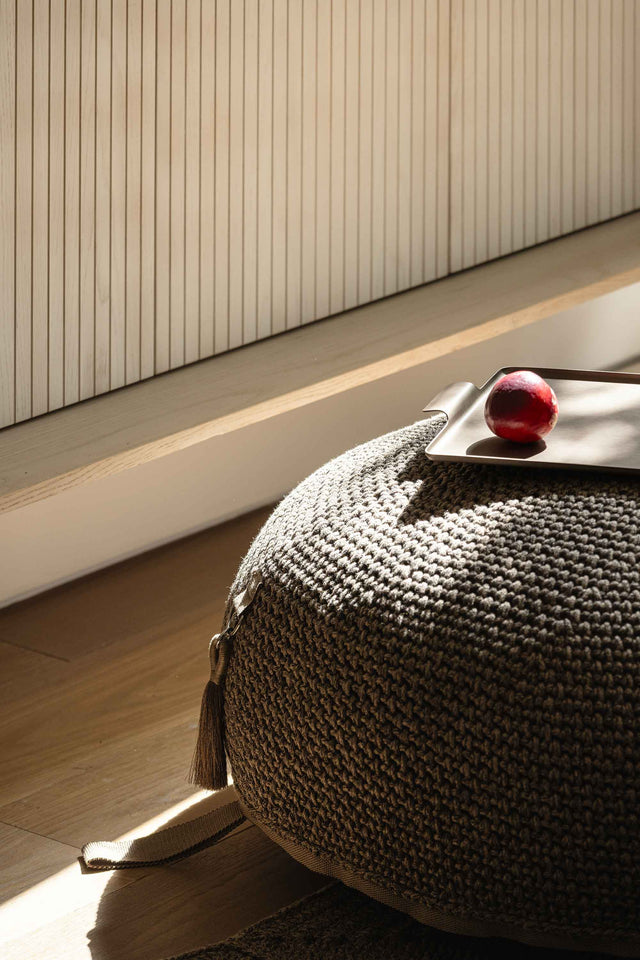 Outdoor Indoor Round Pouf - Granite