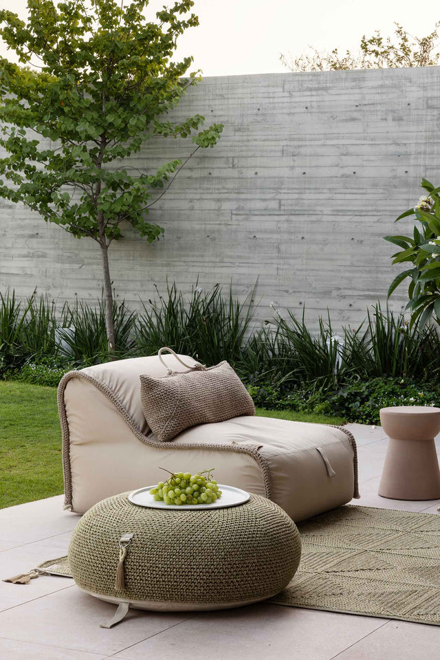 Outdoor Indoor Round Pouf - Olive