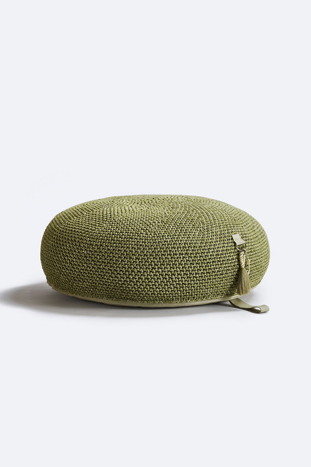 Outdoor Indoor Round Pouf - Olive