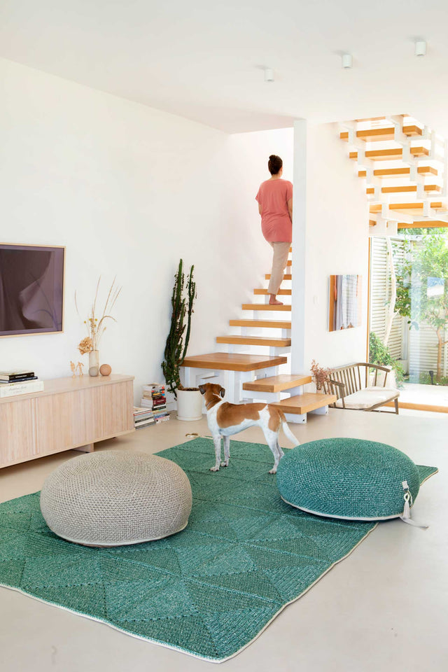 Outdoor Indoor Round Pouf - Tzatziki