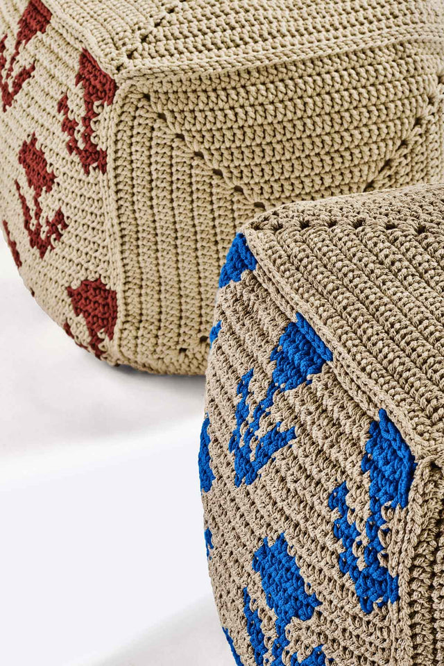 Graphic Block Pouf - Earth Blue