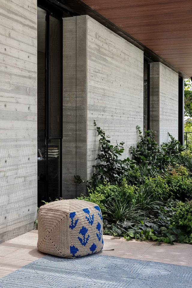 Graphic Block Pouf - Earth Blue
