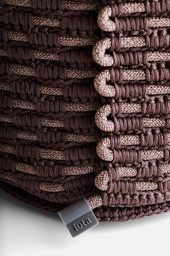 פוף חבלים מרובע - חום שוקולד