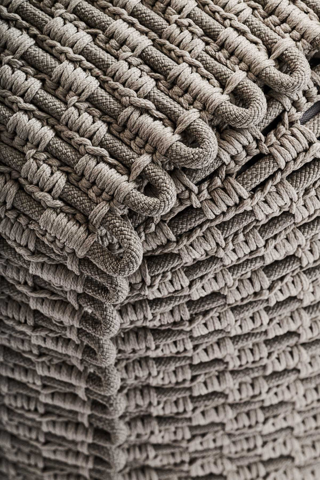 Square Rope Pouf - Pebble Grey