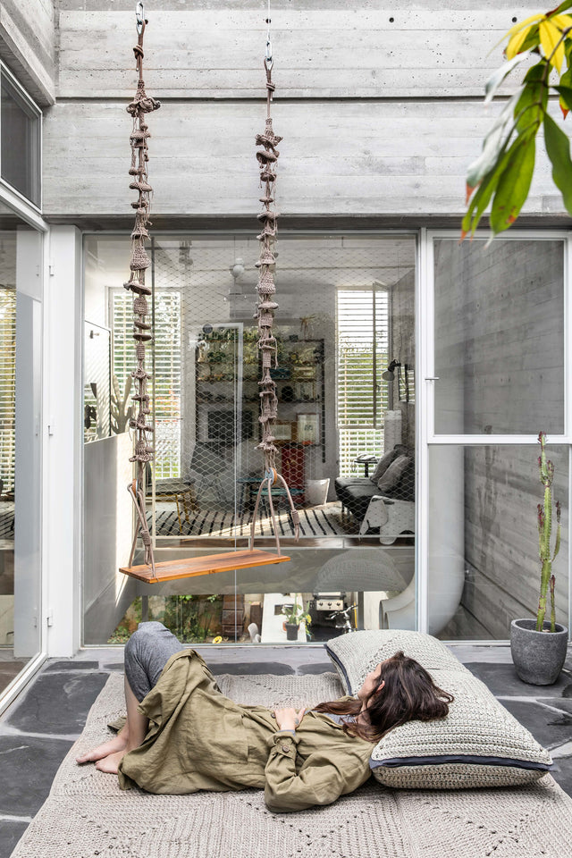 2 Arm Outdoor Swing, Teak Seat - Cacao