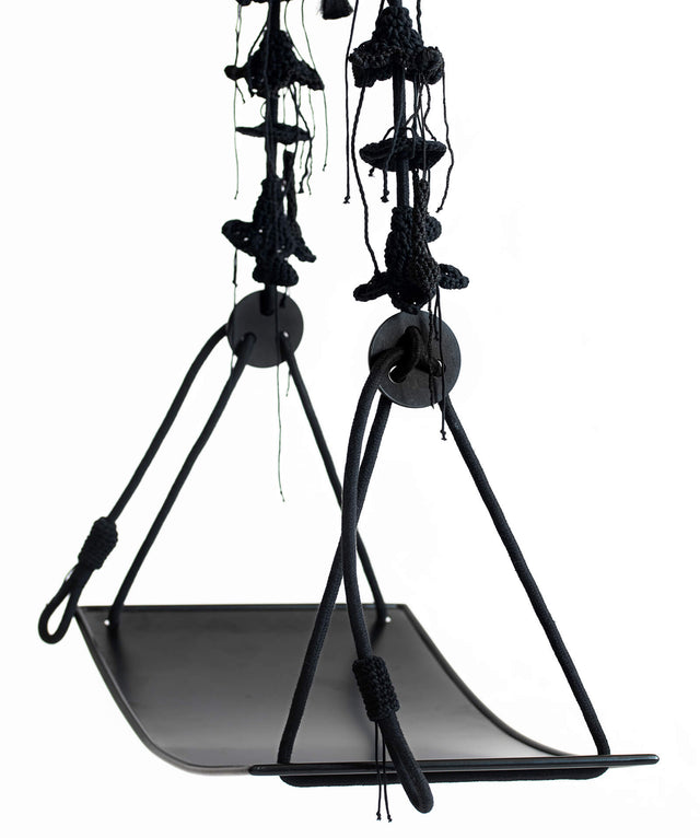 2 Arm Swing, Metal Seat - Black